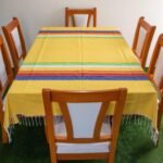 Mantel Artesanal Oaxaqueño  Amarillo Cabecera de Colores de 4/6/8/10 Sillas – Hecho en Oaxaca