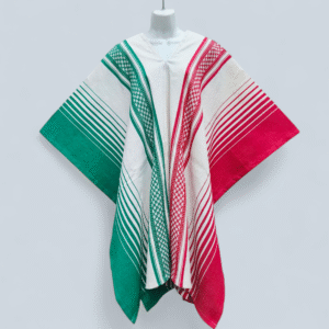 Jorongos Artesanal Tricolor Rojo, Natural, y Verde Bandera- (Mod. Rombo)