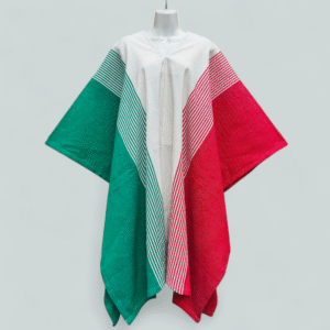 Jorongos Artesanal Tricolor Rojo, Natural, y Verde Bandera- (Mod. Rallitas)