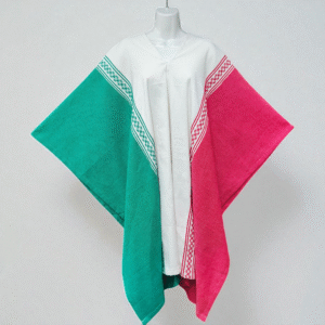 Jorongos Artesanal Tricolor Rojo, Natural, y Verde Bandera- (Mod. Greca)