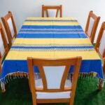 Mantel Artesanal Oaxaqueño Azul con Amarillo de 4/6/8/10 Sillas – Hecho en Oaxaca