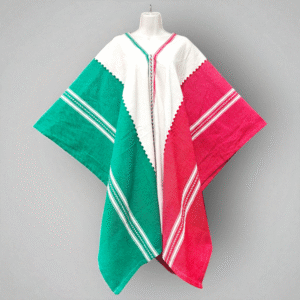 Jorongos Artesanal Tricolor Rojo, Natural, y Verde Bandera- (Mod. Flecha)