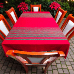 Mantel Artesanal Oaxaqueño Todo  Rojo Navideño de 4/6/8/10 Sillas – Hecho en Oaxaca