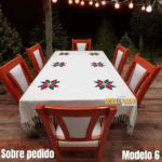Mantel Artesanal Oaxaqueño NavideñoTodo  Natural ( 6 NOCHEBUENA ROJO CON VERDE ) de 4/6/8/10 Sillas – Hecho en Oaxaca (Modelo 6)