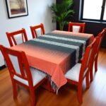 Mantel Artesanal Oaxaqueño Todo Naranja Detalles en Negro  de 4/6/8/10 Sillas – Hecho en Oaxaca
