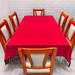 Mantel Artesanal Oaxaqueño Todo  Rojo de un solo tono de 4/6/8/10 Sillas – Hecho en Oaxaca