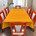 Mantel Artesanal Oaxaqueño Todo Amarillo de un solo tono de 4/6/8/10 Sillas – Hecho en Oaxaca