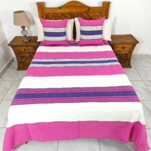 Juego de Colcha Rosa Natural y Morado