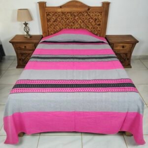 Colcha Artesanal Rosa con  Plata