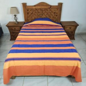Colcha Artesanal Azul con Amarillo