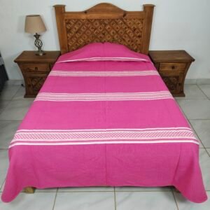 Colcha Artesanal Oaxaqueña Rosa