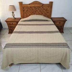 Colcha Artesanal Oaxaqueña Café Bajo